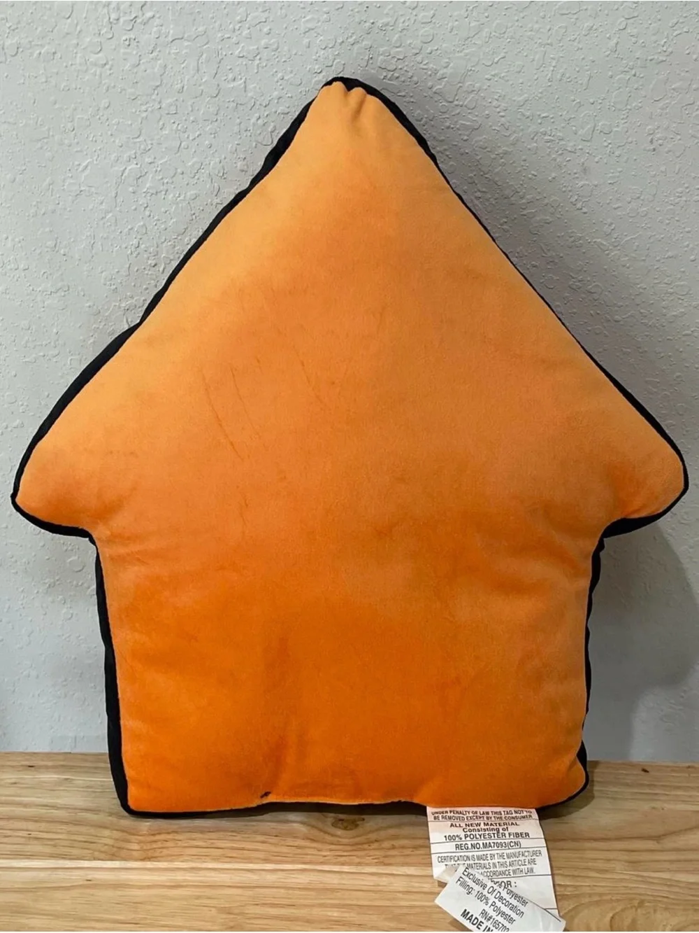 Orange Halloween Haunted House Pillow